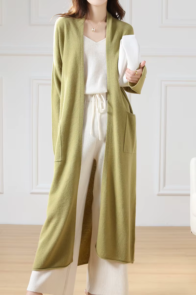 Cardigan à palangre en laine mérinos