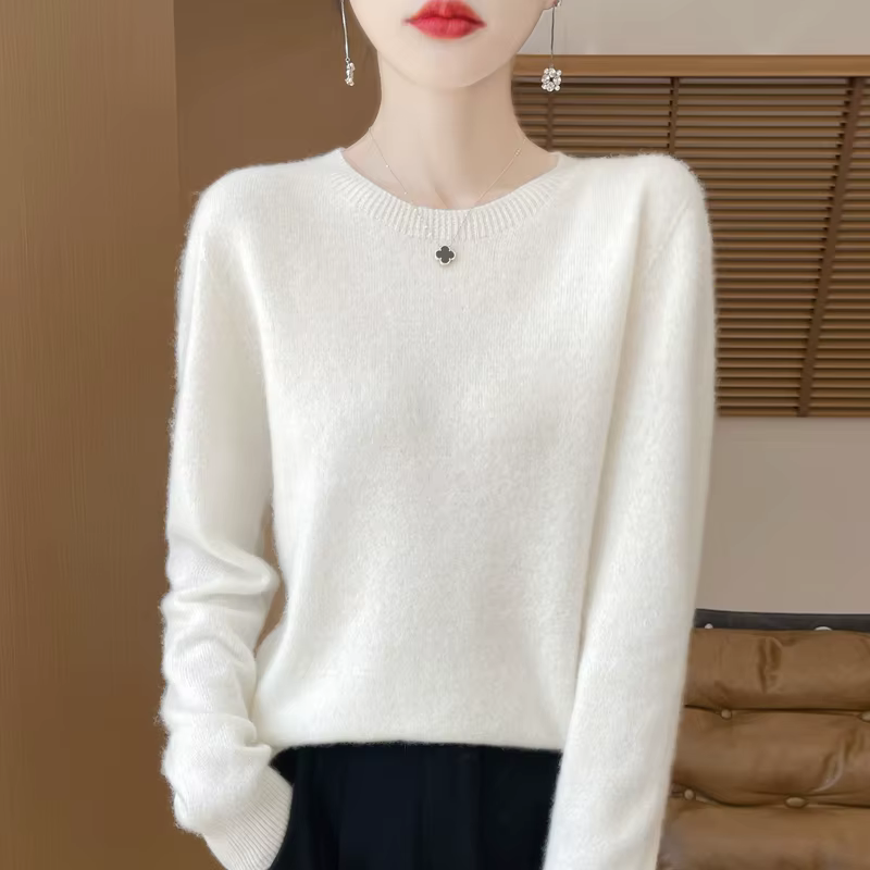 Femmes 100% laine mérinos pull nouvelle mode col rond hauts