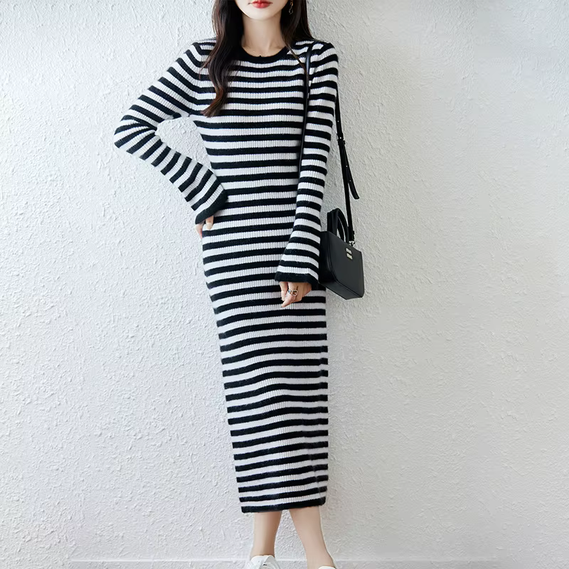 Jupe pull longue rayée