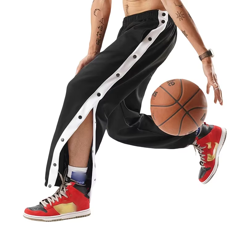 Pantalons de survêtement pour hommes, vêtements de sport, de Jogging, de Fitness, décontractés, en maille ample, à séchage rapide, respirants, design à boutons latéraux