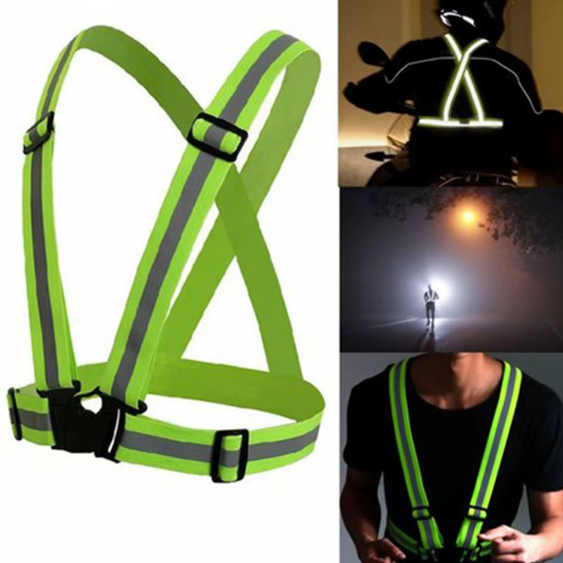 Gilet de sécurité réfléchissant - Gilet haute visibilité avec sangles réglables pour le jogging, le cyclisme, la marche et l'équitation en extérieur