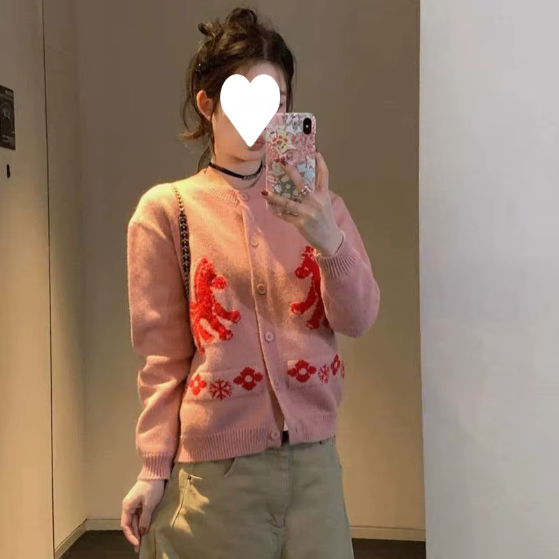 Cardigan noir en maille épaisse à manches longues pour femme