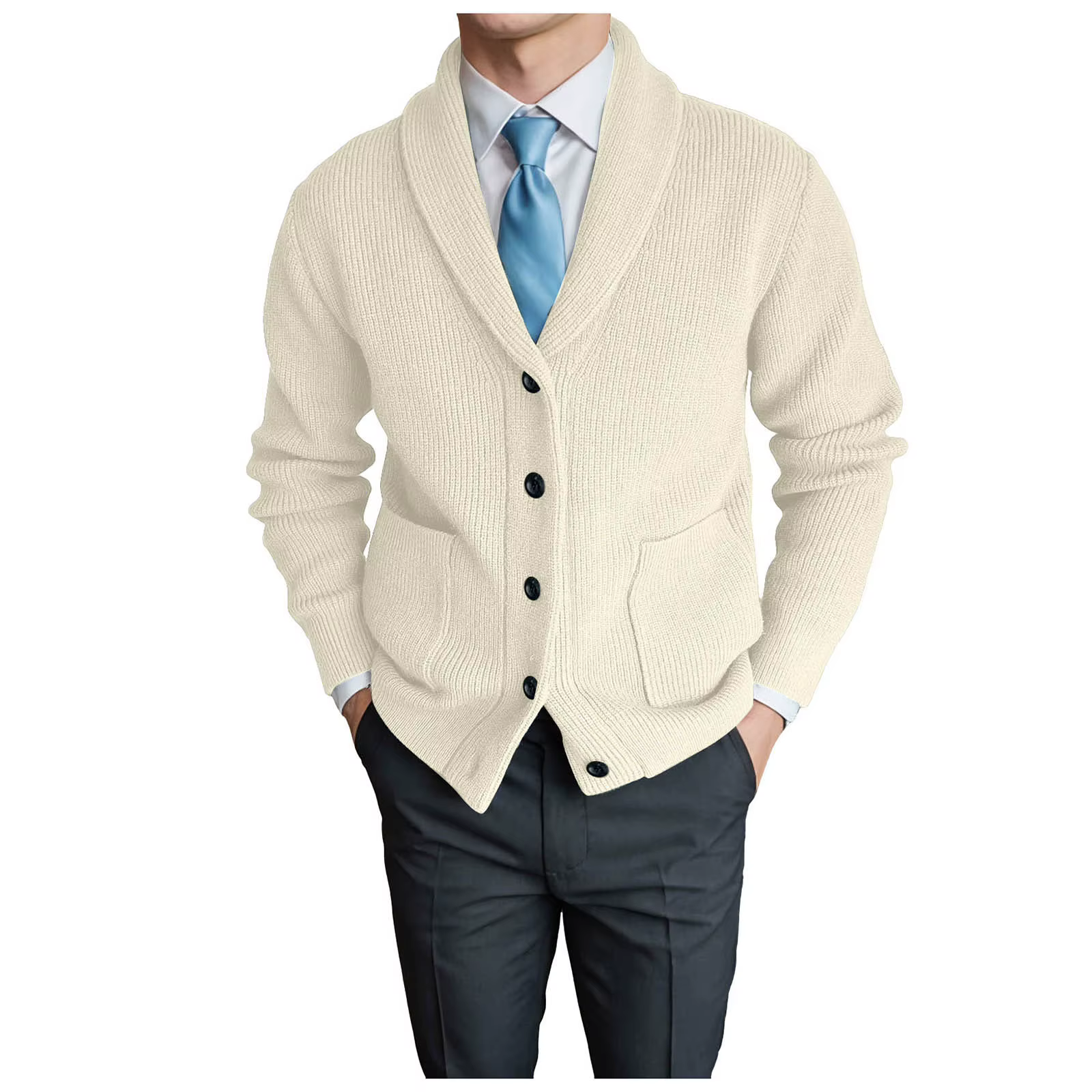 Pull pour hommes, veste grande taille, automne et hiver, Cardigan à col en V, rétro britannique, coupe cintrée, léger et Maturé, bluetб privilège ж бра