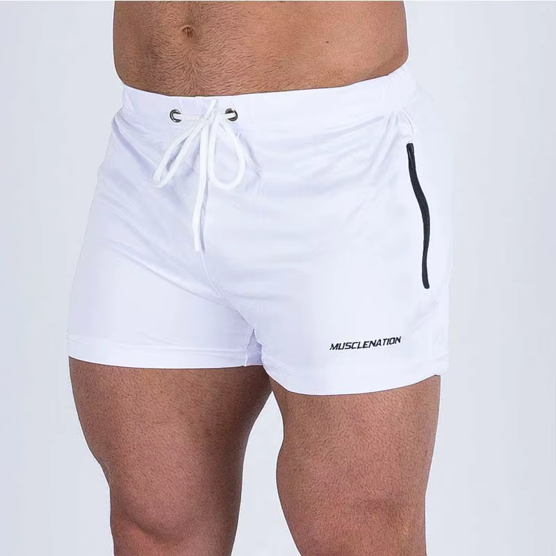 Short en maille pour hommes, séchage rapide, taille élastique, poches zippées, entraînement d'été, course à pied, sport, plage décontractée