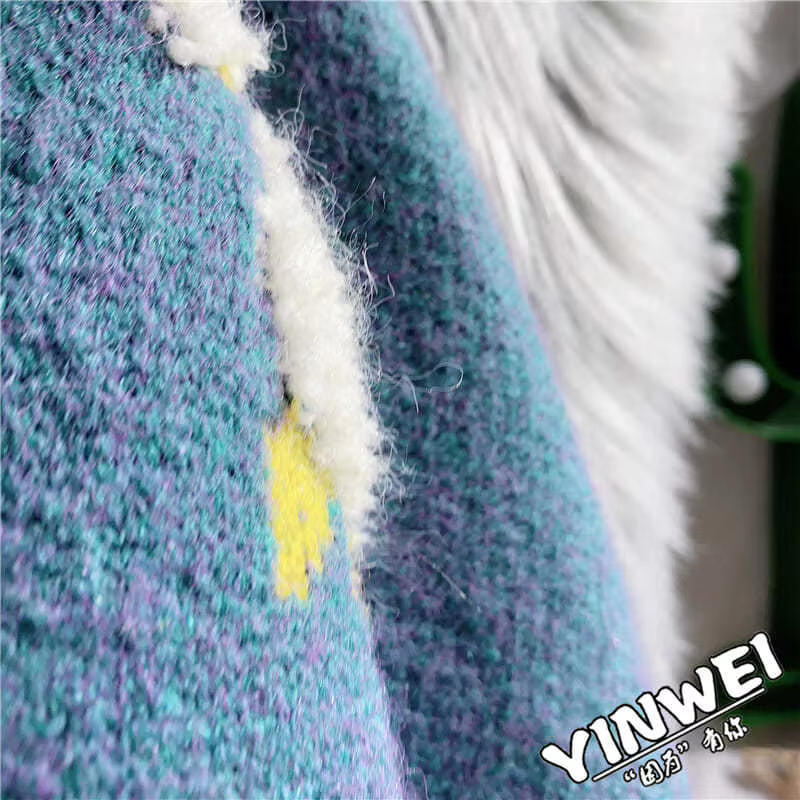 Bleu mouton dessin animé col en v à manches longues pull tricoté en vrac femmes Cardigan mode coréenne hiver épais