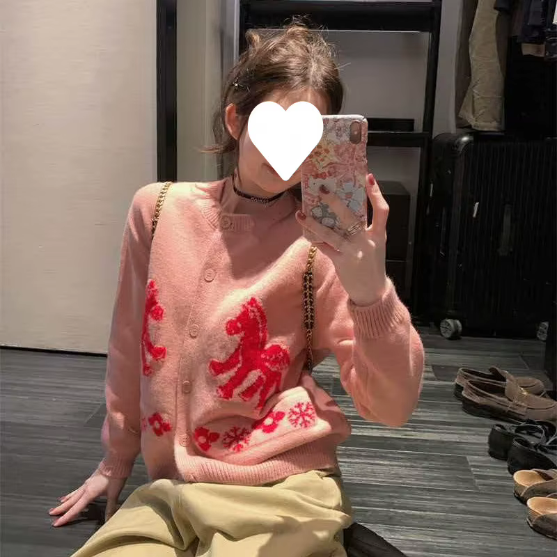 Cardigan noir en maille épaisse à manches longues pour femme