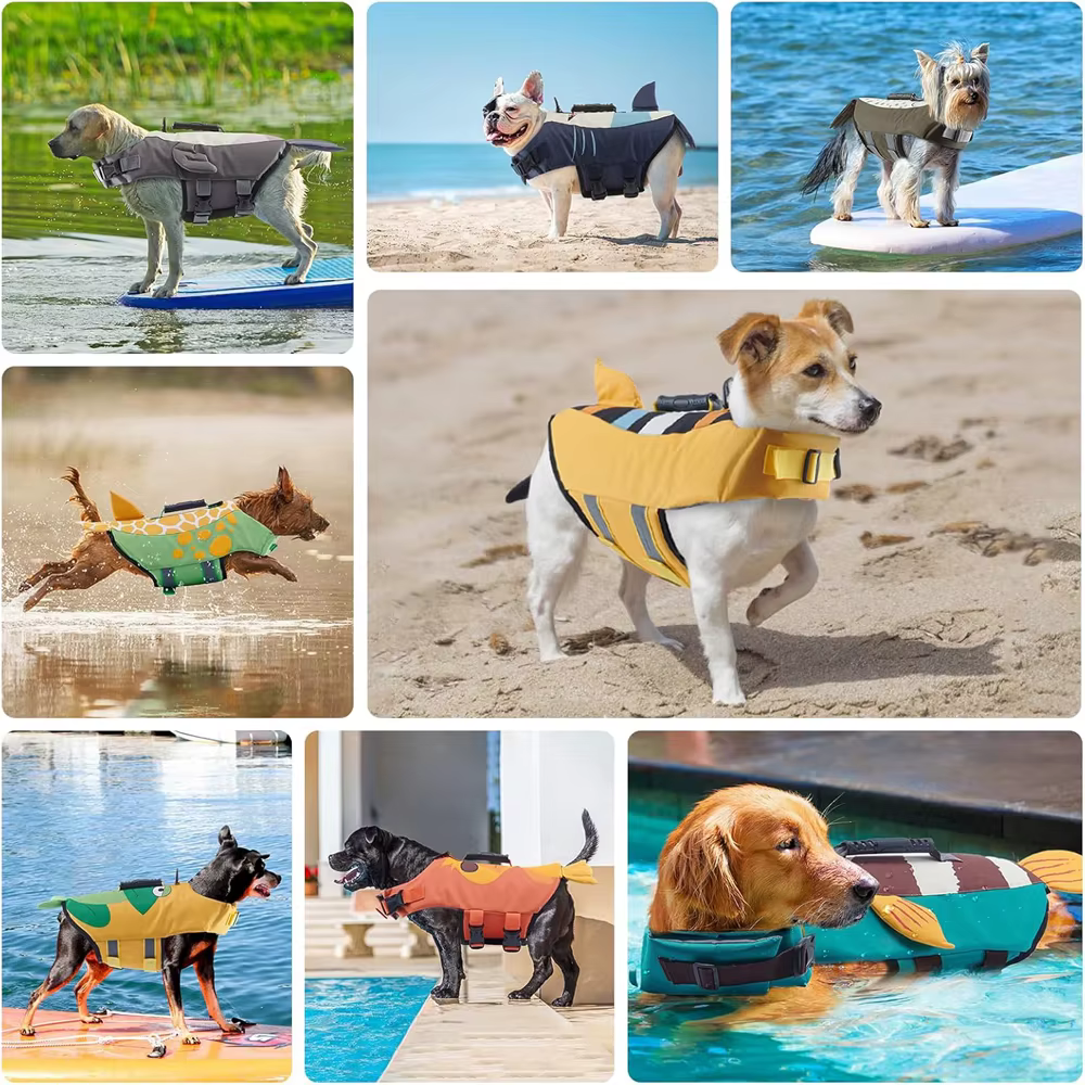 Gilet de flottaison pour chien, gilet de sauvetage pour la natation, gilets de flottaison, haute flottabilité, requin, animal de compagnie, glace de sécurité, petits, moyens et grands chiens