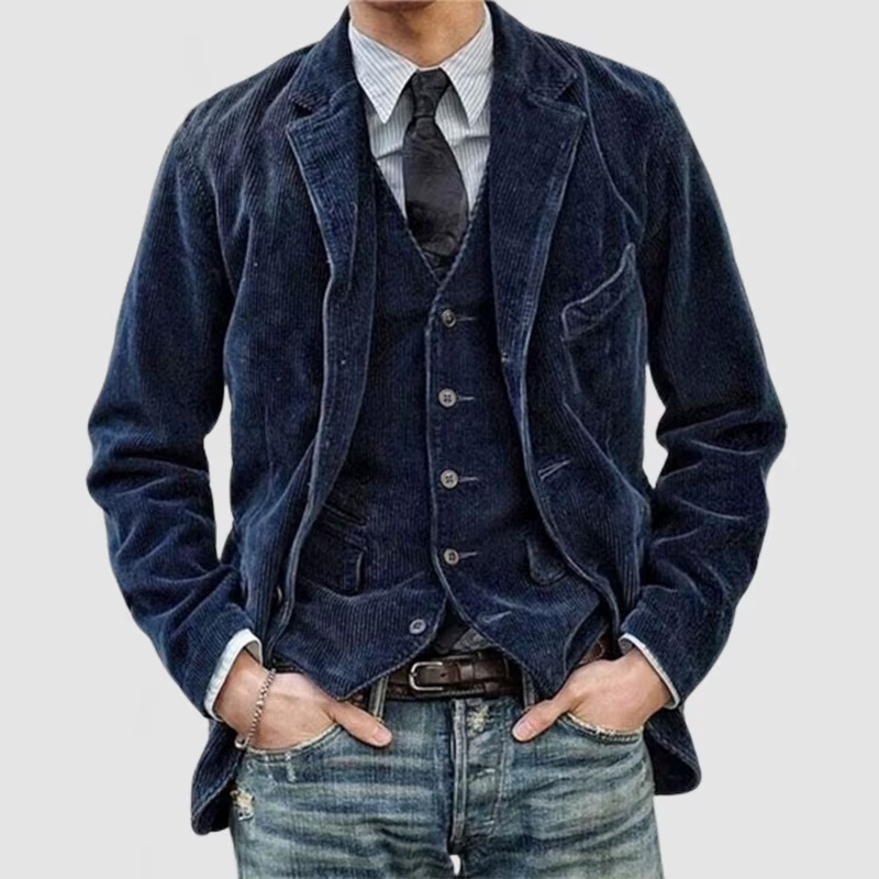 Blazer homme mode Gentleman affaires Style britannique Gentleman velours côtelé mariage revers professionnel décontracté Performance hôte gilet