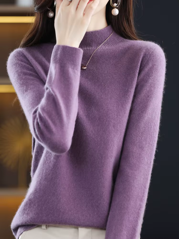 Pull pour femmes printemps tricots 100% laine mérinos tricoté