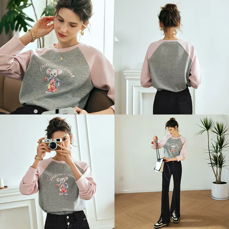 Pull décontracté OLrain en coton imprimé koala pour femmes, coupe ample, printemps et automne, mode 2026