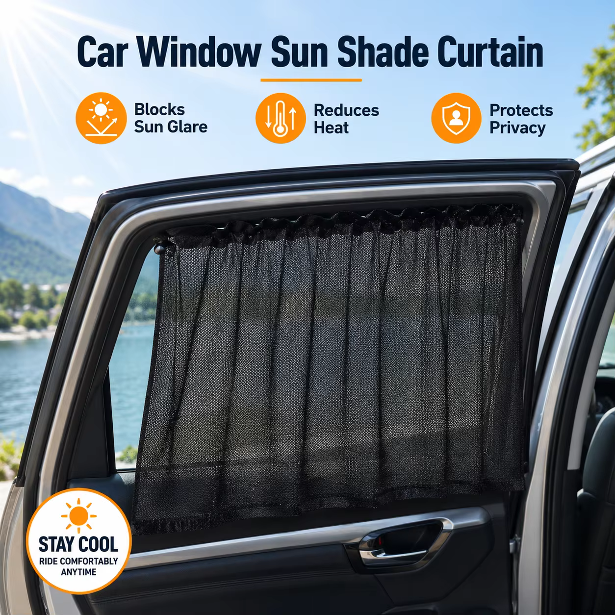 Pare-soleil pour fenêtre de voiture, rideau en maille pour la confidentialité, pare-soleil pour fenêtre latérale de voiture, isolation thermique, protection solaire