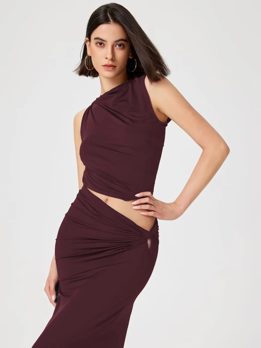 Ensemble jupe longue tricotée 2 pièces pour femmes