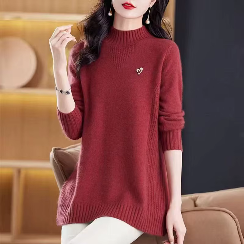 Pull femme nouveau élégant col roulé chaud Pollovers Blouse tricot dames