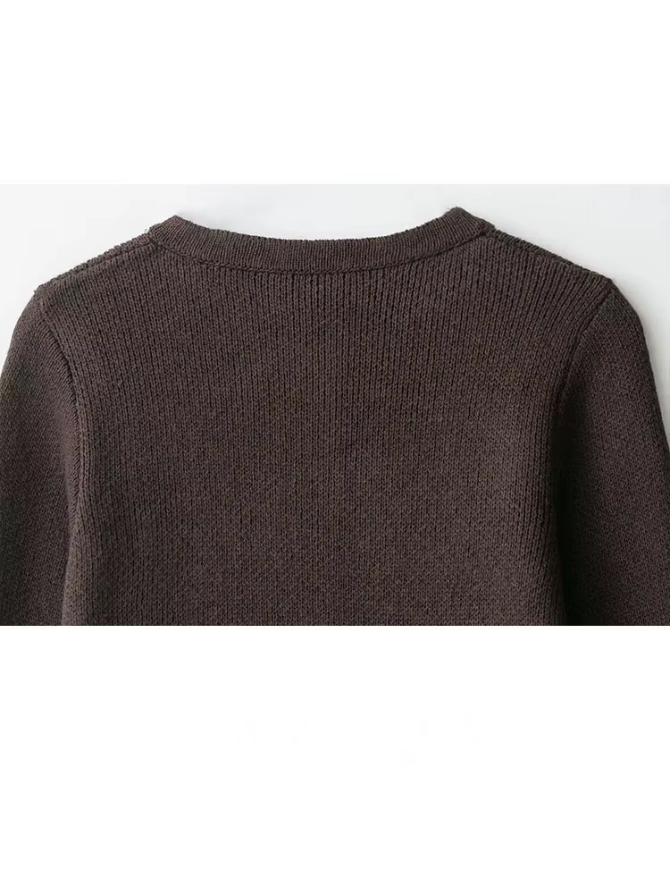 HH femmes mode automne pull manteaux solide col rond manches longues gland décoration bouton femme décontracté lâche Cardigans