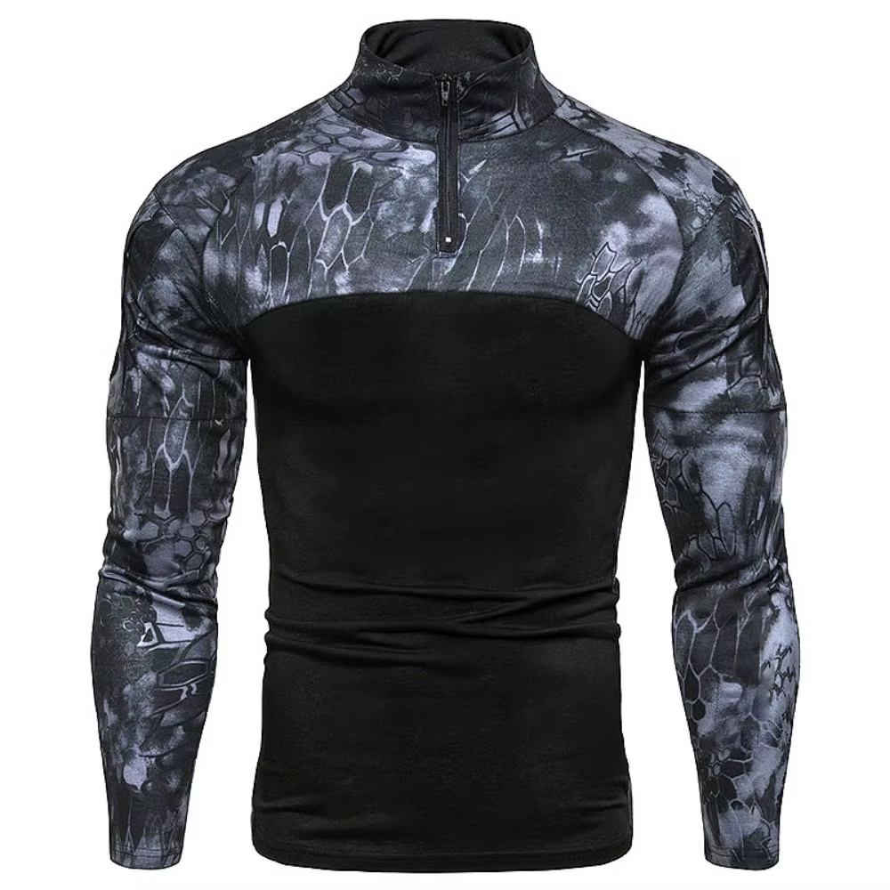 Sweat-shirt tactique à capuche pour hommes, pull d'extérieur à manches longues, léger, col montant, coupe cintrée, printemps-automne
