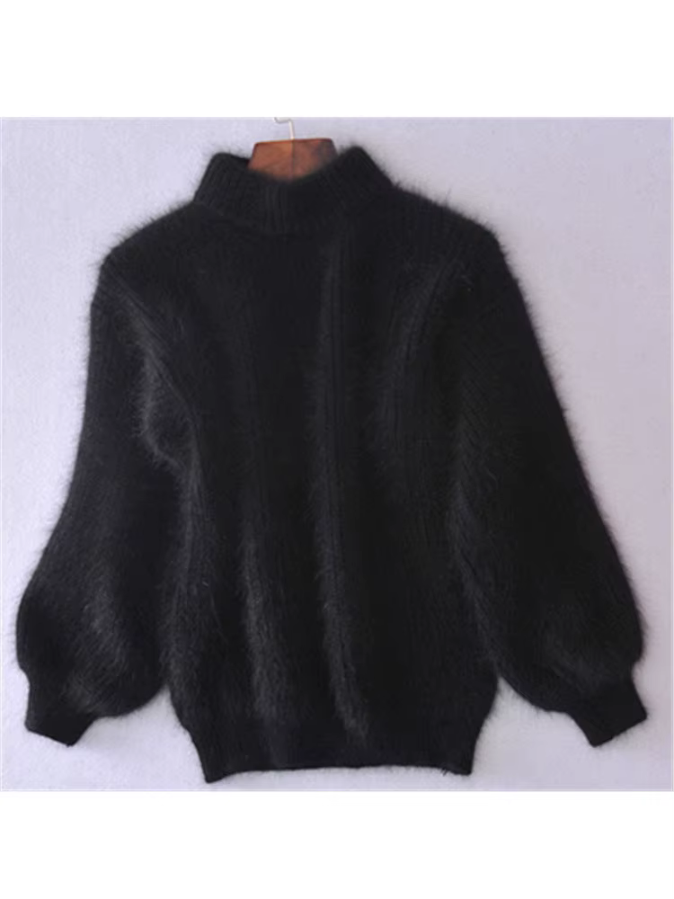 Pull à col roulé en mohair pour femme