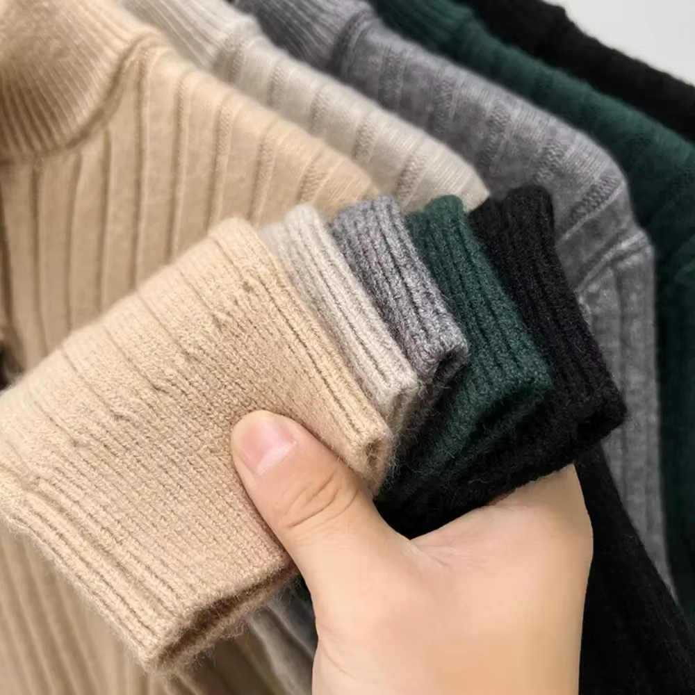 Pull pour hommes hiver quart de fermeture éclair pull coupe ajustée décontracté tricoté hauts pullover