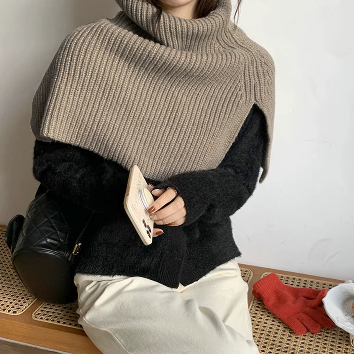 Pull écharpe col roulé Furcal foulard hiver femmes