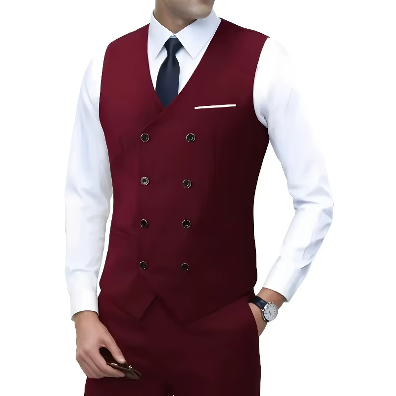 Veste sans manches croisée pour homme, style britannique, coupe ajustée, formelle, de haute qualité, plusieurs couleurs – Grande Vente