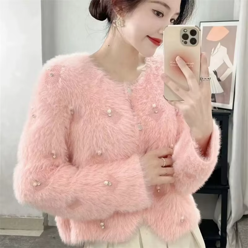 Cardigan tricoté en velours pour femme