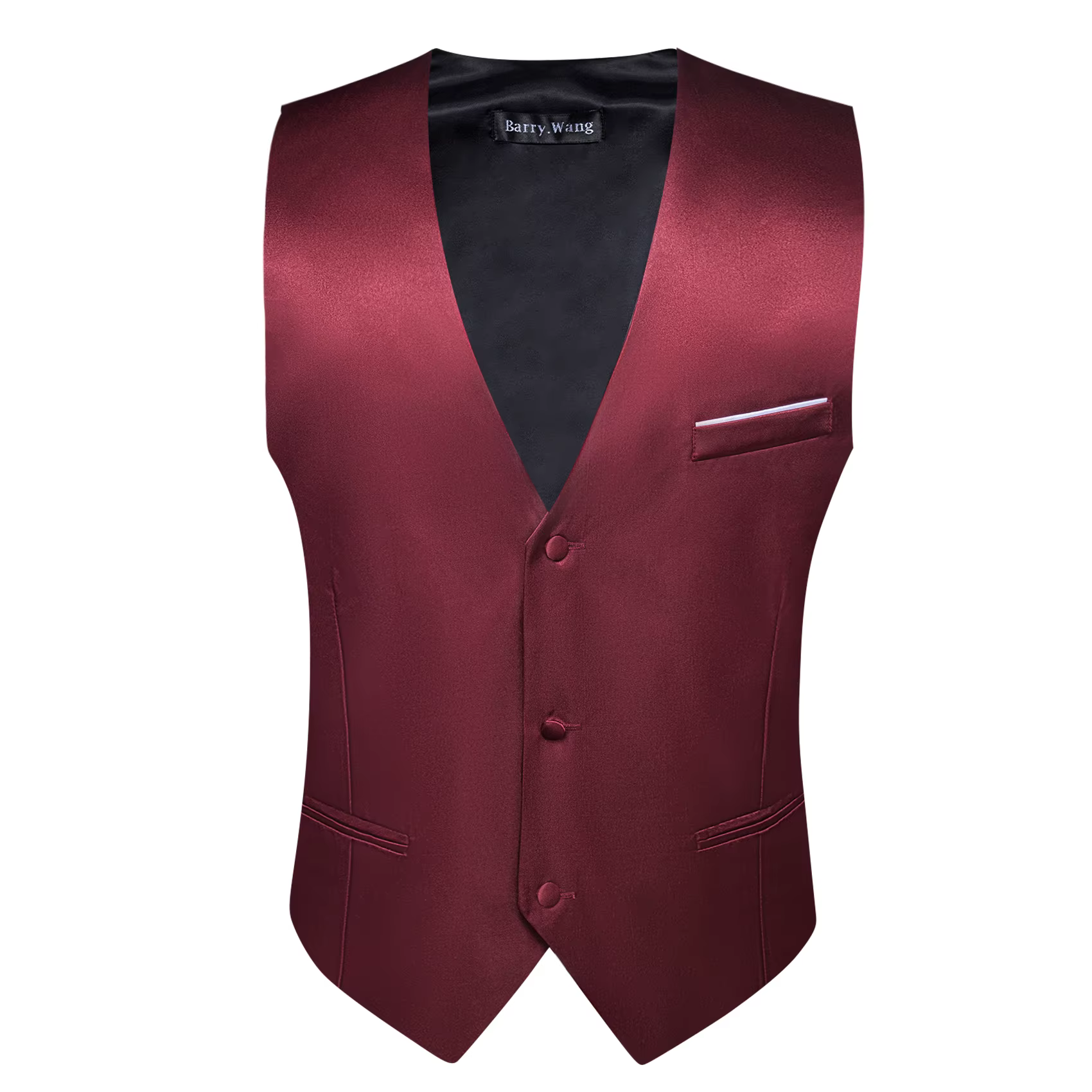 Gilet de luxe pour homme, rouge bordeaux uni, en satin, coupe ajustée, pour mariage, soirée formelle, affaires, veste sans manches