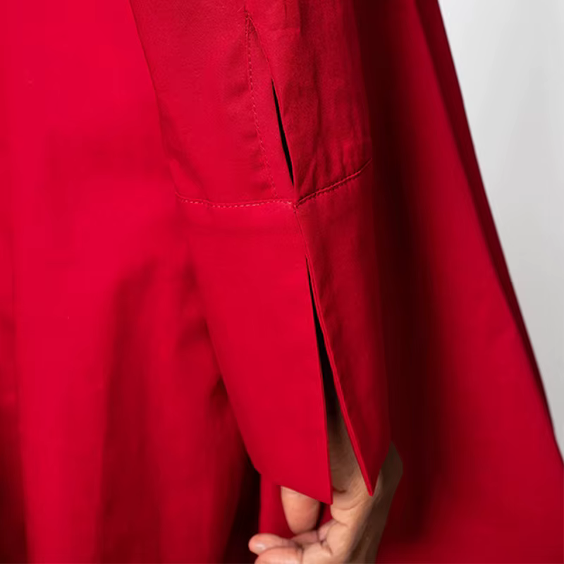 Robe mi-longue rouge à volants asymétriques pour femmes, col haut, col montant, manches longues, ample, élégante, robes de soirée, nouvelle collection 2026