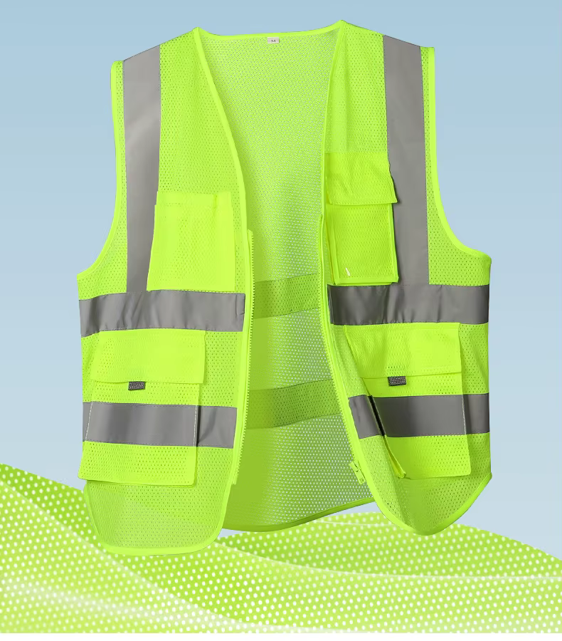 Gilet réfléchissant de travail de sécurité haute visibilité, vêtements de cyclisme en plein air personnalisés pour la circulation de Construction