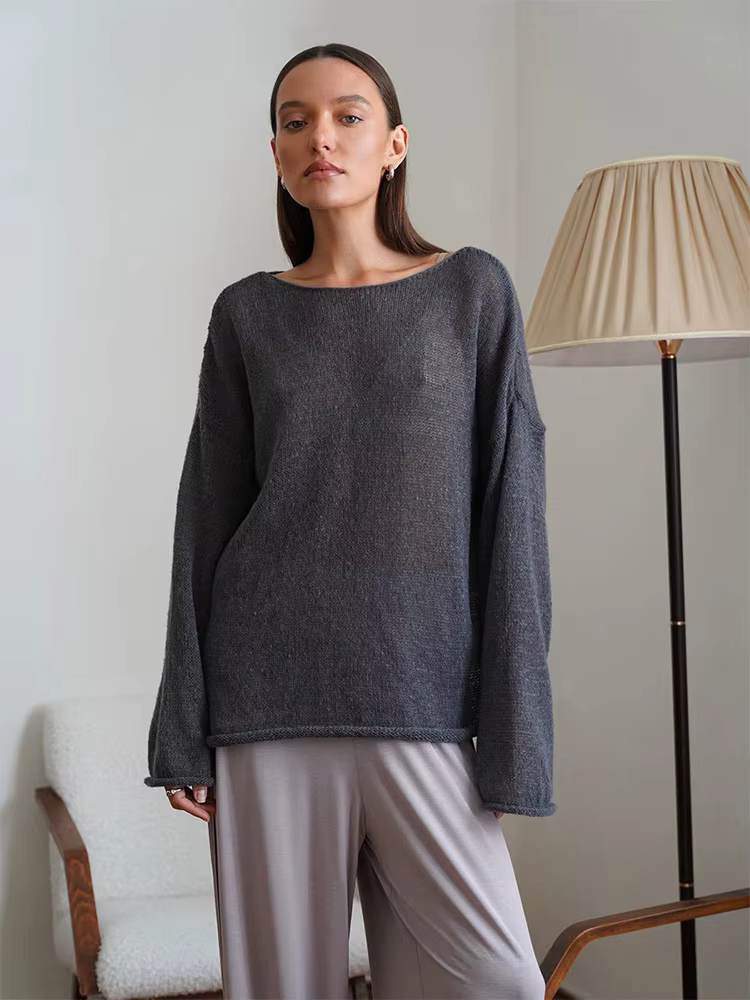 Pull en tricot transparent pour femme