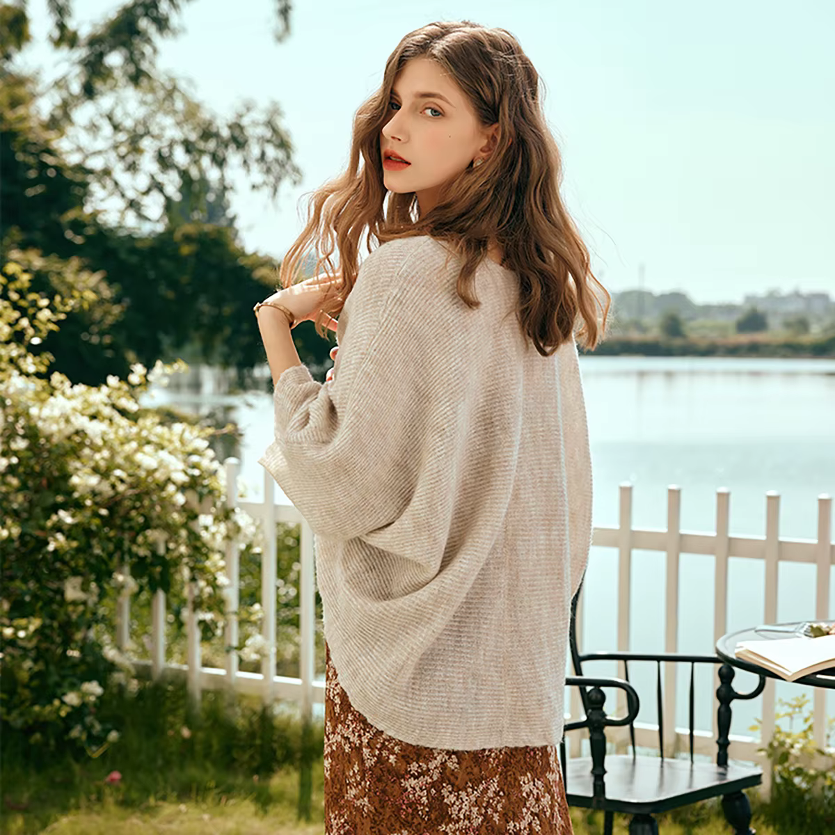 Cardigan OLrain à manches chauve-souris pour femme