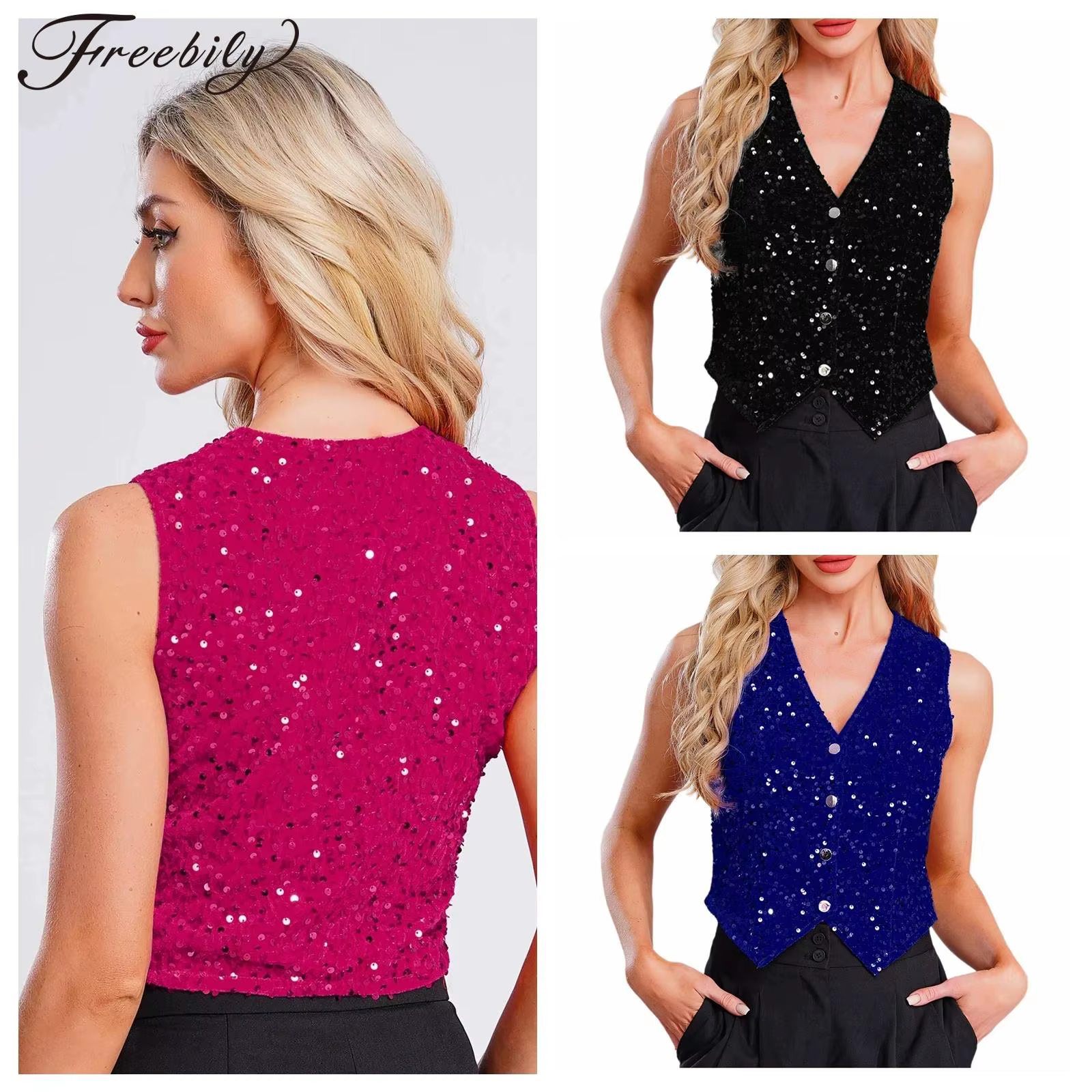 Gilets à paillettes pour femmes