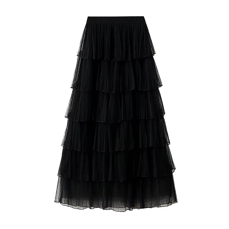Jupe mi-longue en maille coréenne pour femme