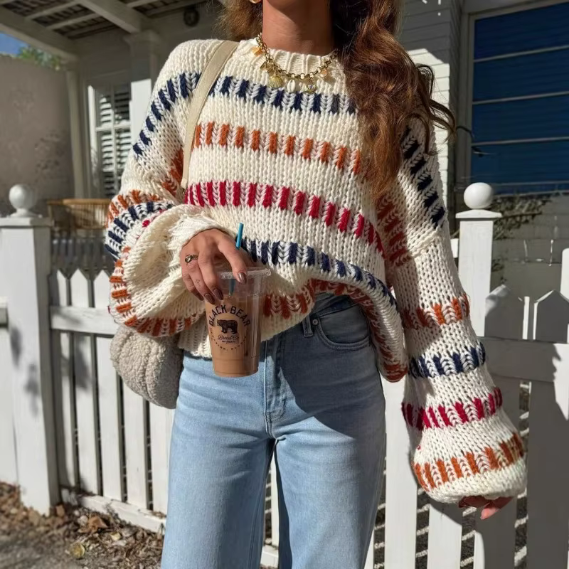 Pull ample à manches chauve-souris pour femme