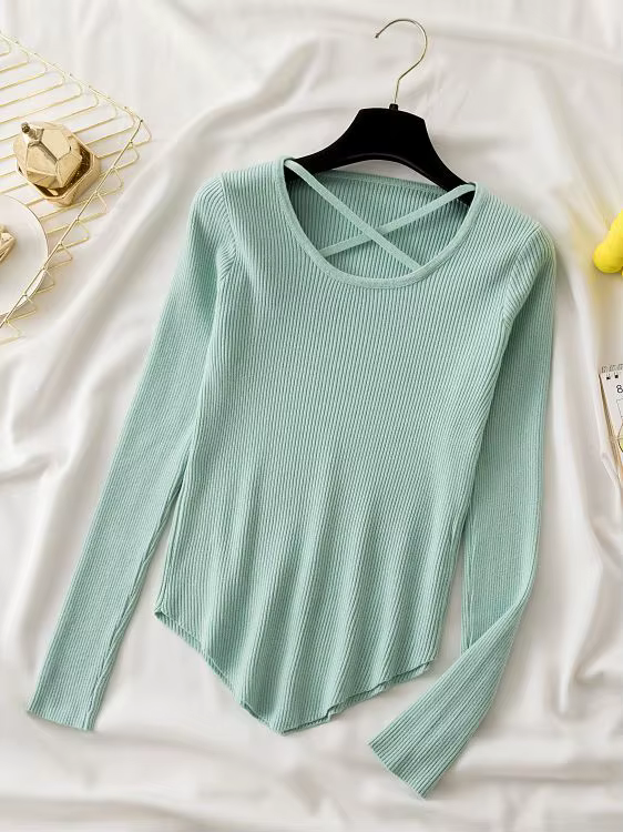 AOSSVIAO Pulls Sexy Évidés pour Femmes 2026 – Collection Automne Hiver – Haut à Manches Longues Slim – Pull Femme Tricoté