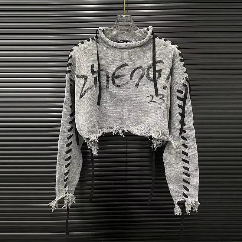 KUCLUT 2025 automne nouveau Design de mode lettre cravate tricoté pull haut pour femmes décontracté taille haute pulls femme 1A570
