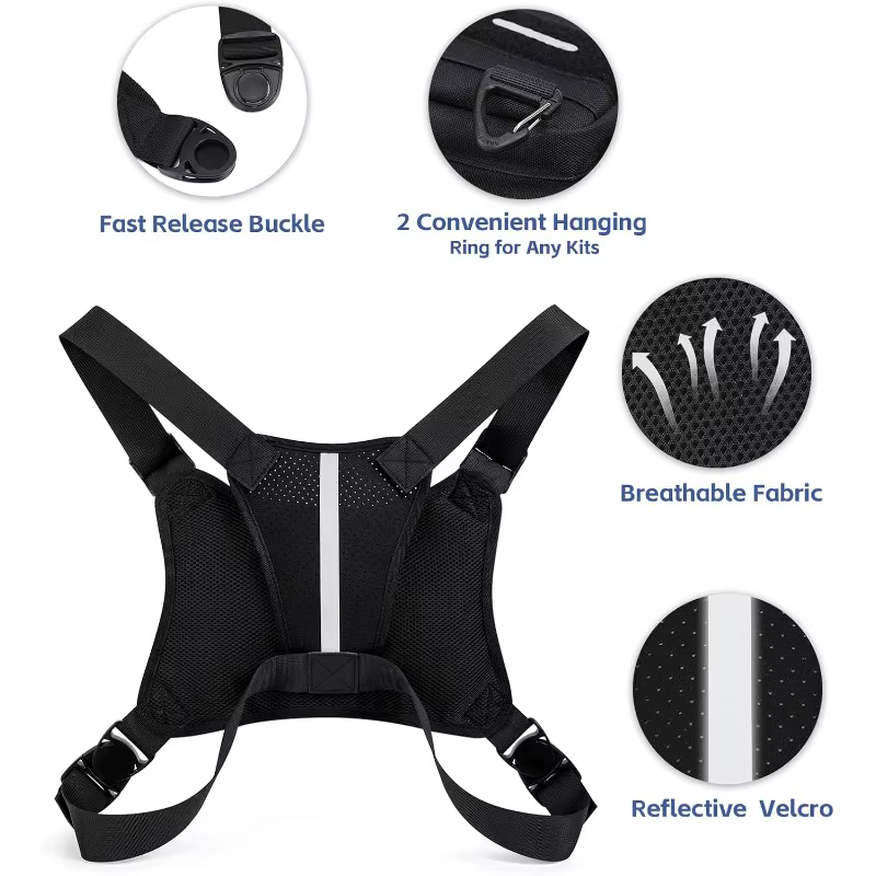 Sac de gilet tactique multifonctionnel, sac de poitrine de course réglable, sac de voyage à la mode pour hommes, gilet de vélo respirant, sac de sport
