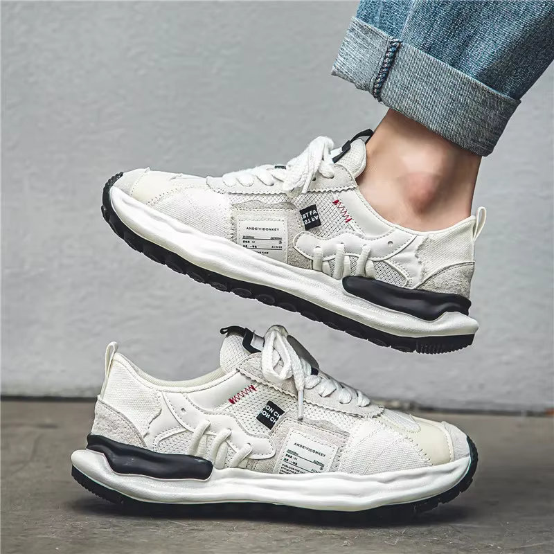 Baskets à plateforme en maille respirante pour hommes, chaussures de sport canisées, confortables, baskets à lacets, été, nouveau