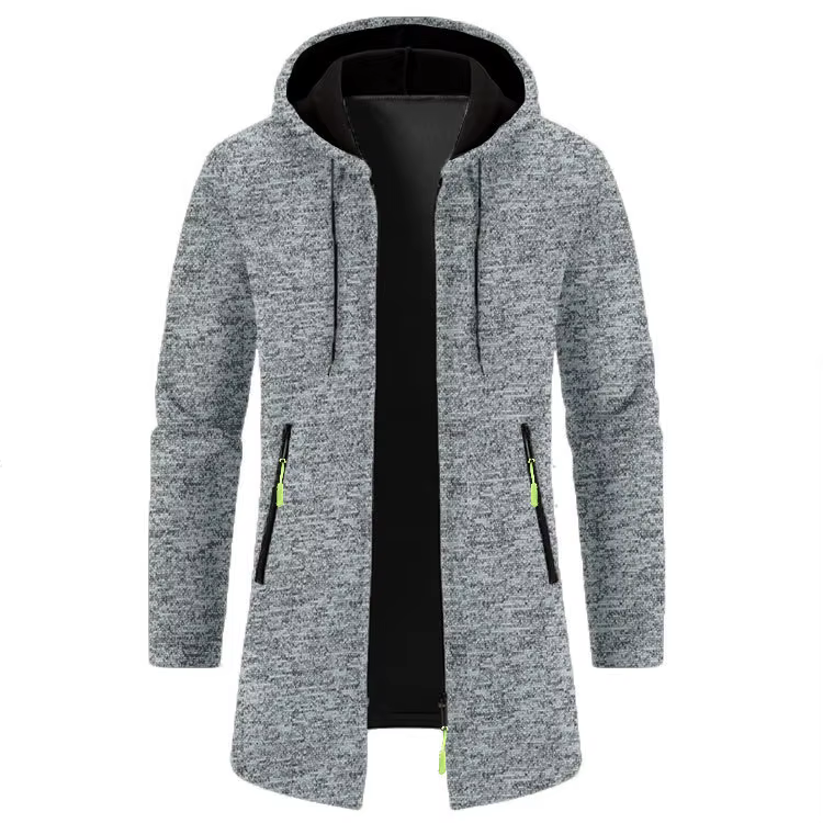 Sweat-shirt à capuche pour homme, manches longues, fermeture éclair, surdimensionné, haut d'hiver, manteau, pull noir