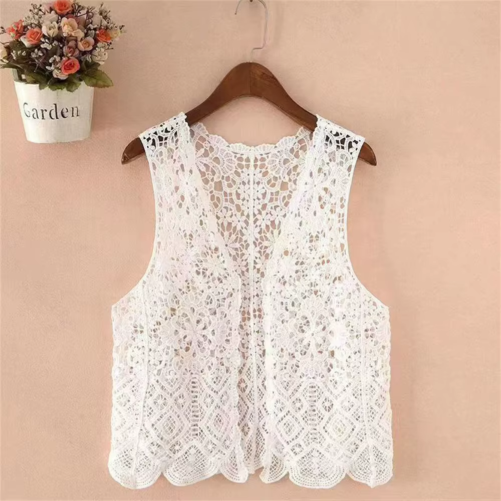 Gilet en polyester et coton pour femmes, col en V, style moderne et élégant pour l'été et le printemps, idéal pour les sorties et le bureau