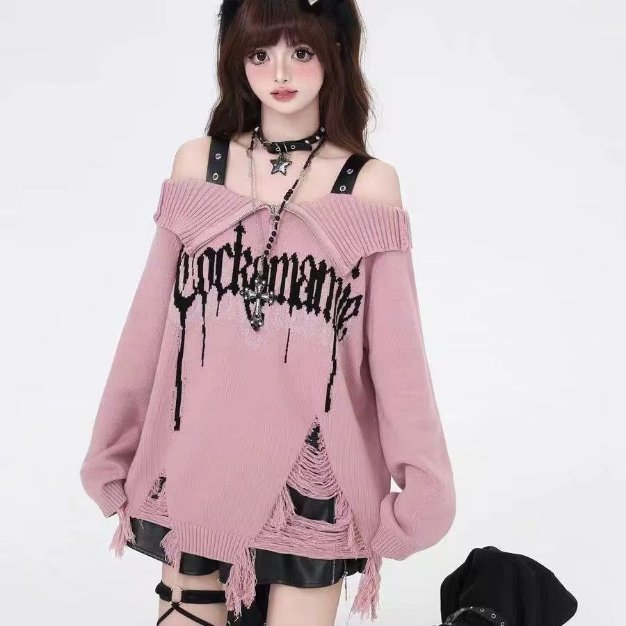 Pull à épaules design trou de sous-culture pour femme
