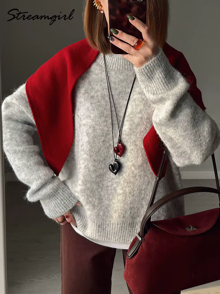 Pull jaune moelleux ample et décontracté pour femmes automne-hiver confortable et élégant