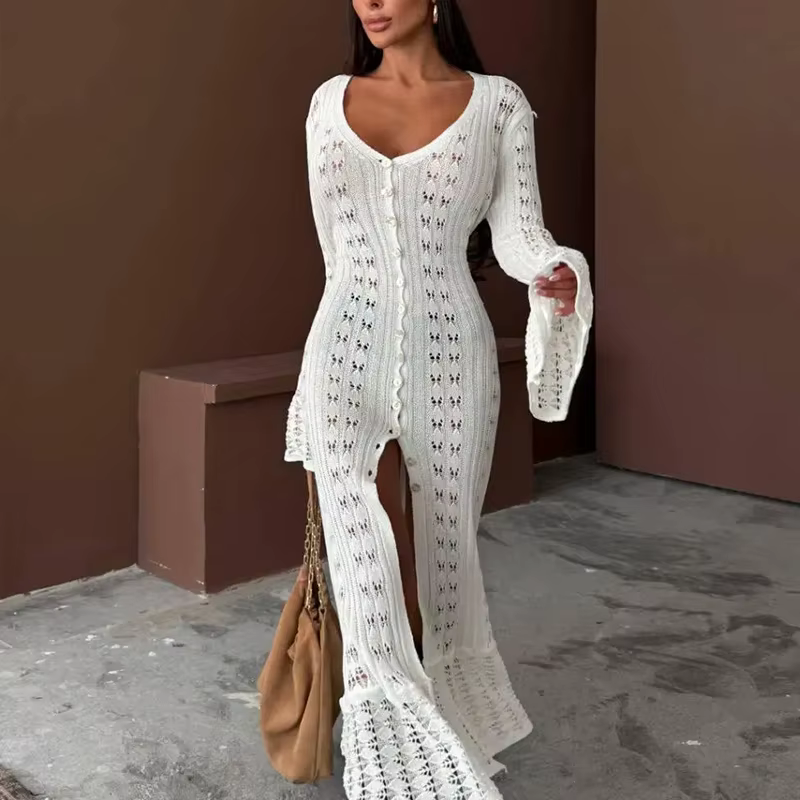 Cardigan en tricot à manches évasées de couleur Pure