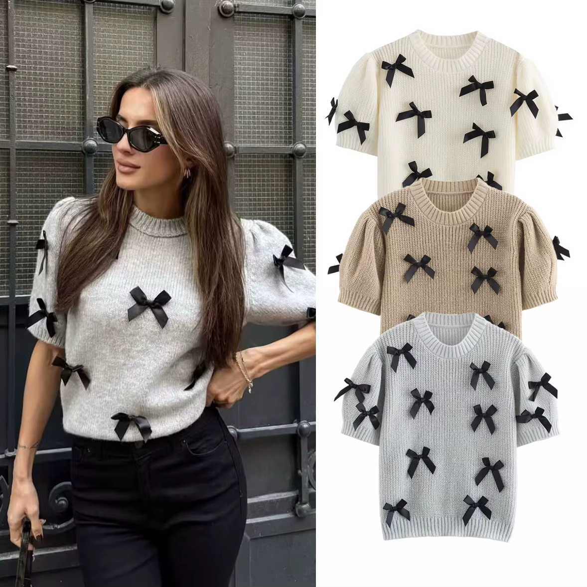 Pull court de couleur unie pour femme