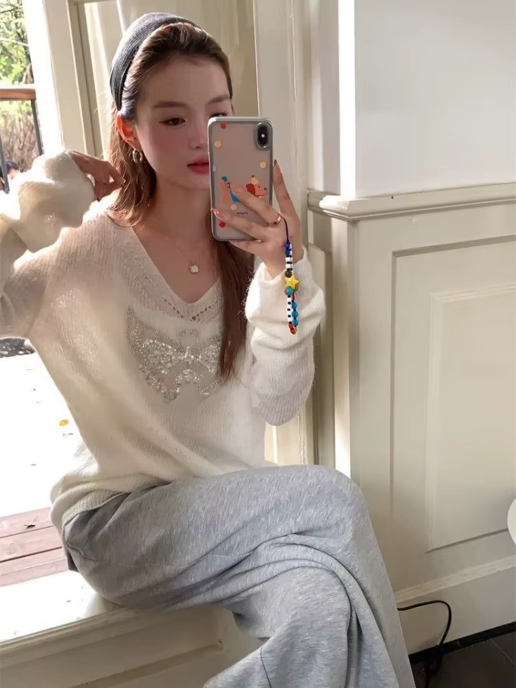 Pull pour femmes col en v évider Pull Femme mode décontracté coréen Sueter Mjuer tricoté Y2k pulls