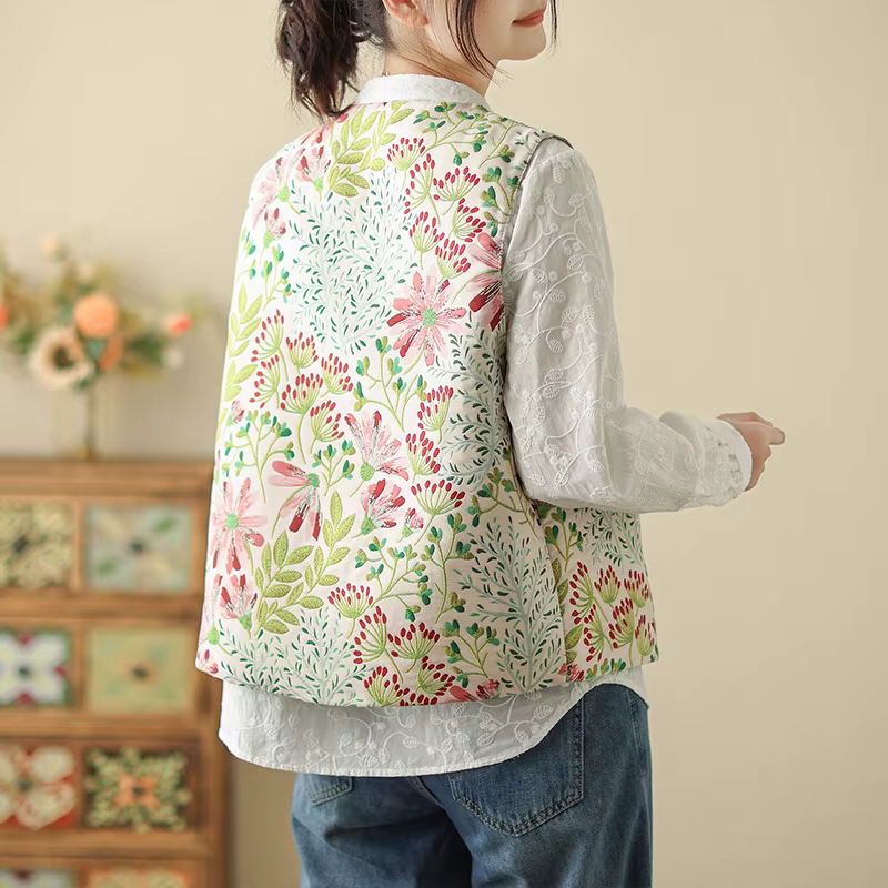 Gilet ample brodé floral