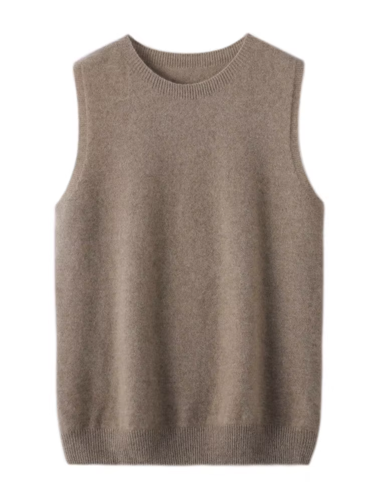 Pull sans manches à col rond pour femme