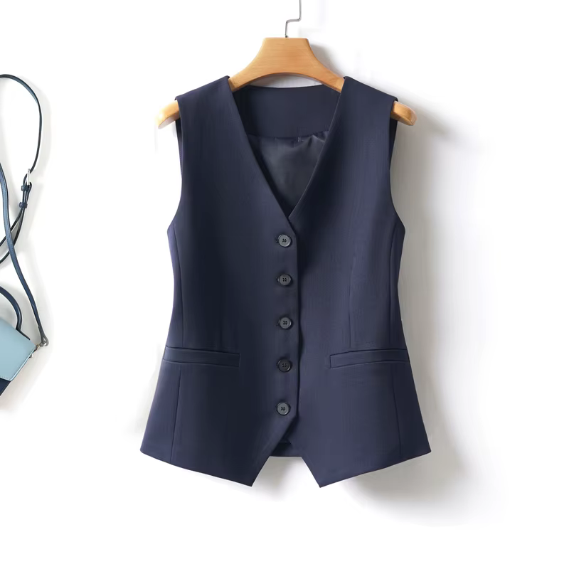 Gilet de costume superposé à simple boutonnage pour femme, idéal pour le printemps et l'automne, peut être porté comme couche intérieure ou extérieure, gilet de bureau élégant