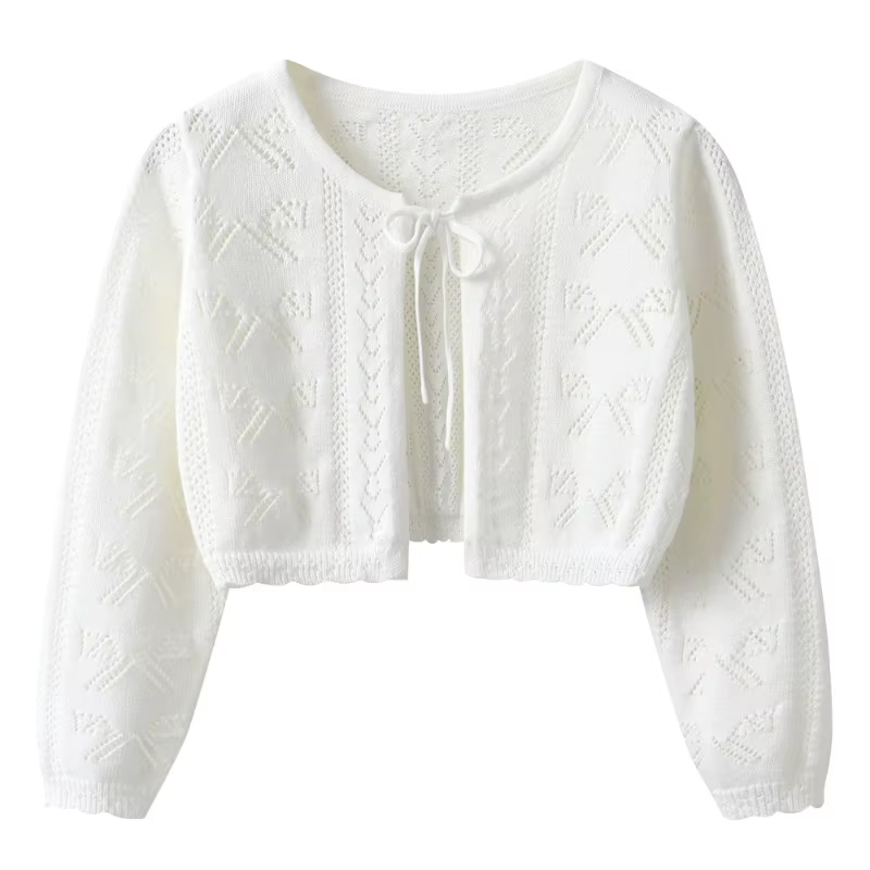 Pull en tricot avec nœuds et rubans pour filles