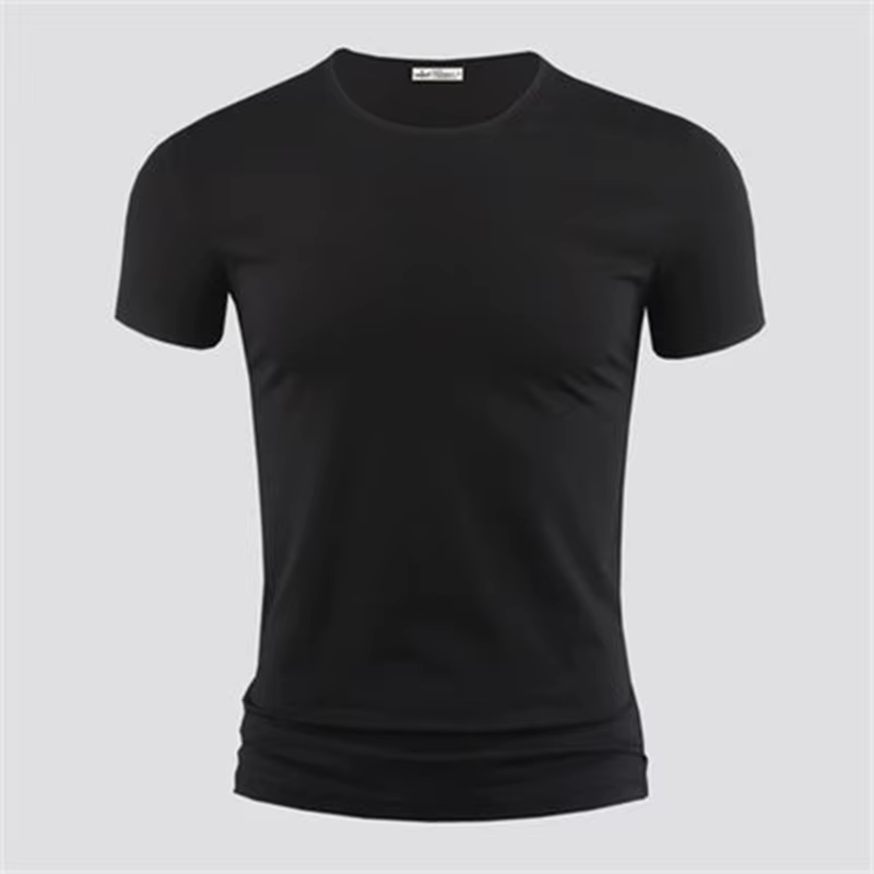 2026 hommes T-Shirt couleur Pure col en V à manches courtes hauts T-Shirts hommes T-Shirt collants noirs homme T-Shirts Fitness pour vêtements masculins