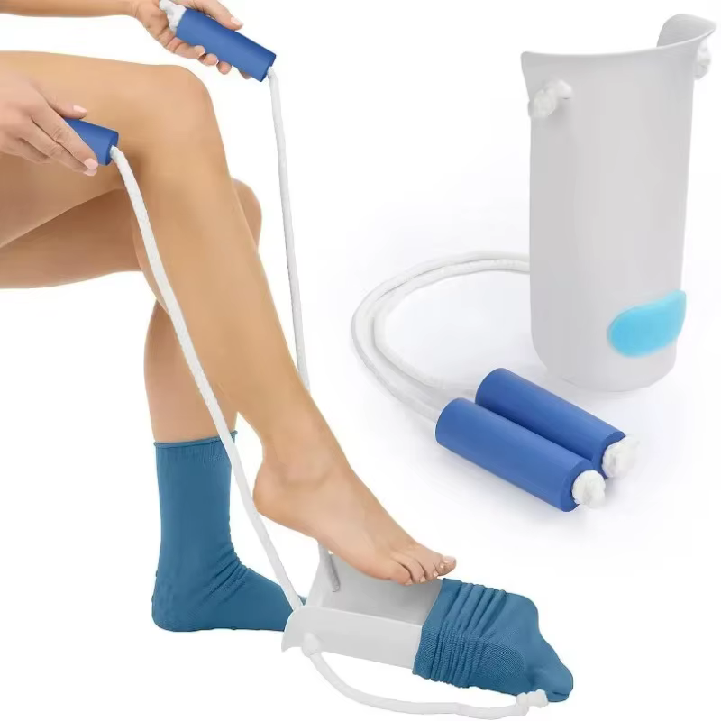 Pas de flexion aide à la chaussette facile à mettre et à enlever curseur de bas Donner dispositif d'aide à la traction outil d'aide à la chaussette port de chaussettes portables