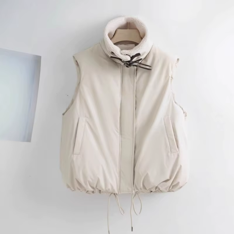 2025 hiver nouveau gilet col en laine d'agneau coton